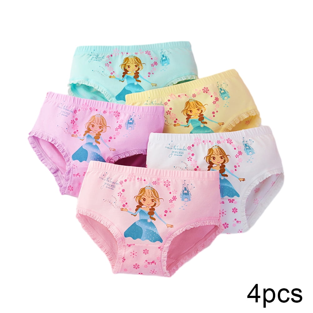 Zhlaeerr 2-12T Girls Cotton Underwear Briefs Shorts for Toddler Kids Panties Baby Princess Panties (4 Pack) (Colour Mix \u0026 Match)